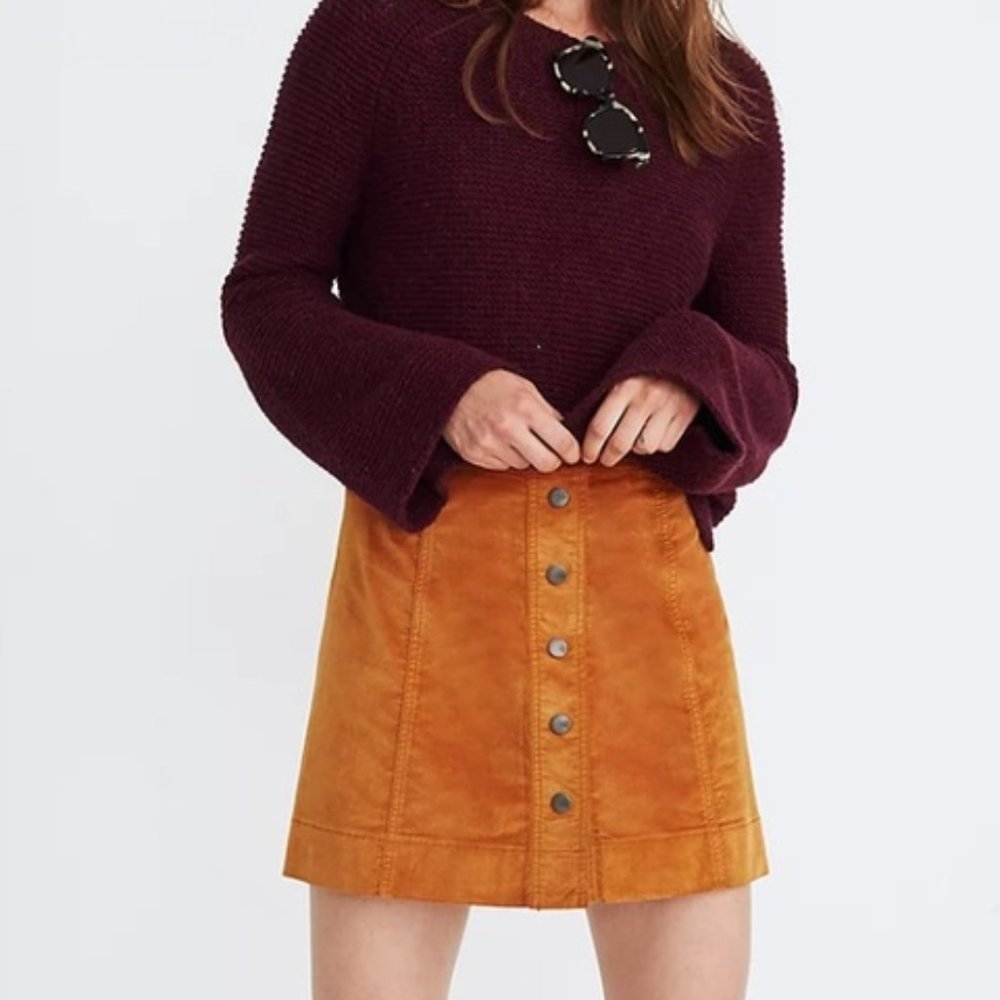 Madewell Velveteen Metropolis Snap Skirt
